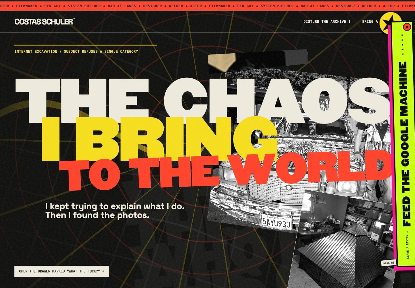 Costas Schuler — The Chaos Archive — website and project preview