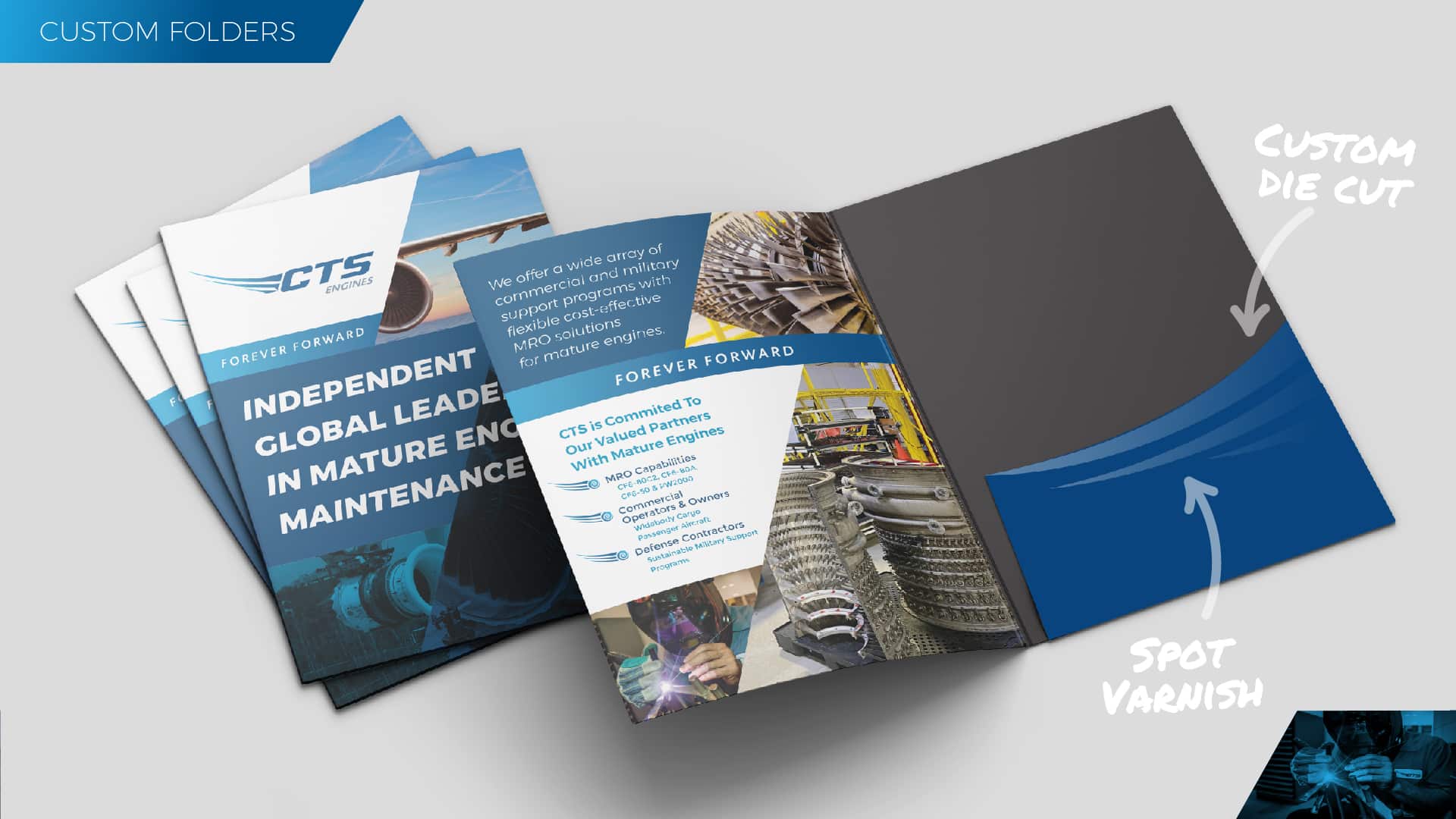 CTS Engines custom folder design and print collateral