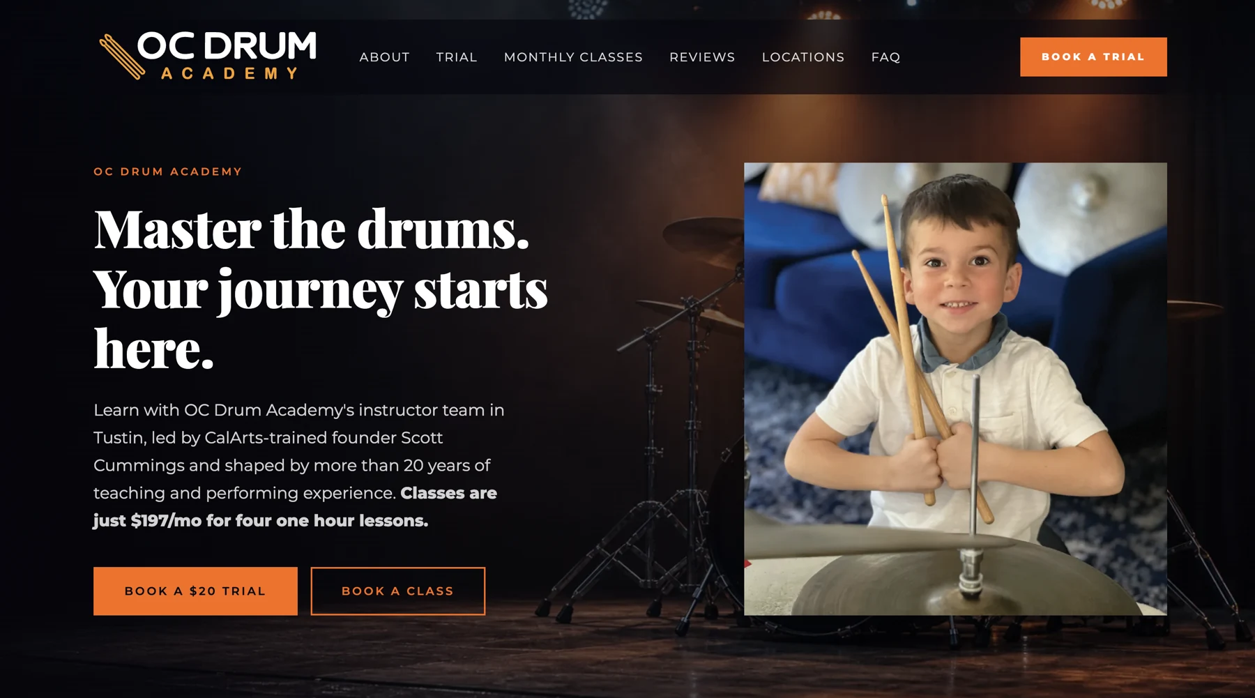 OC Drum Academy Growth System website homepage