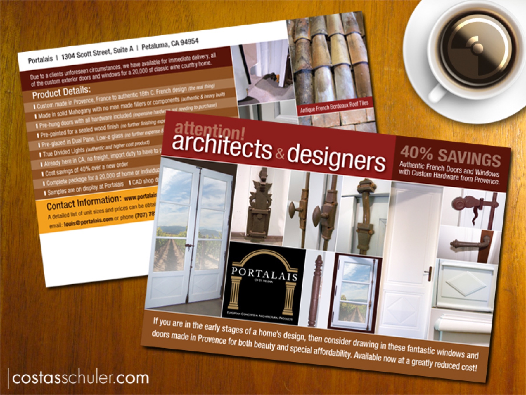 Portalais French doors flyer design