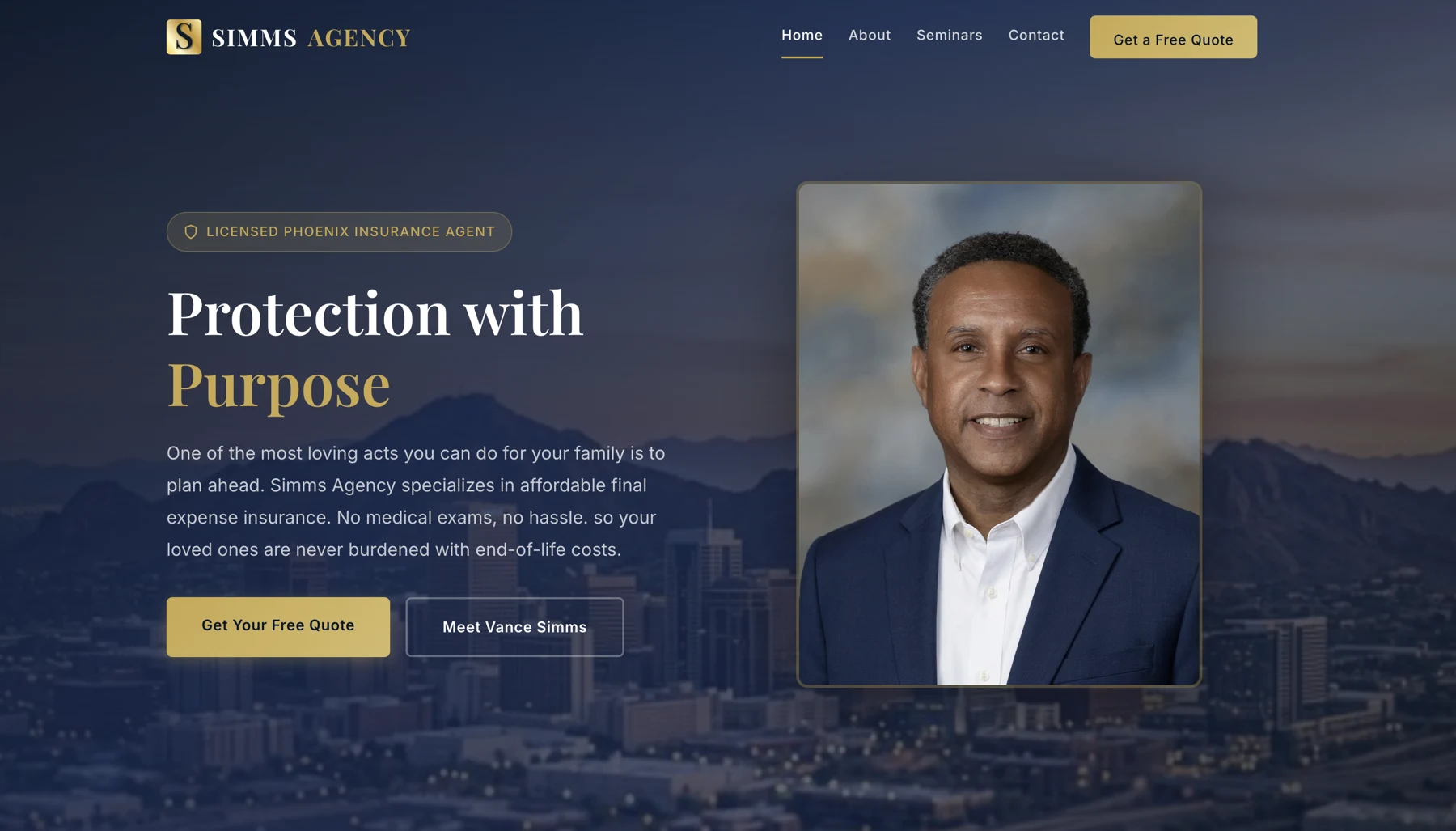 Simms Agency website homepage
