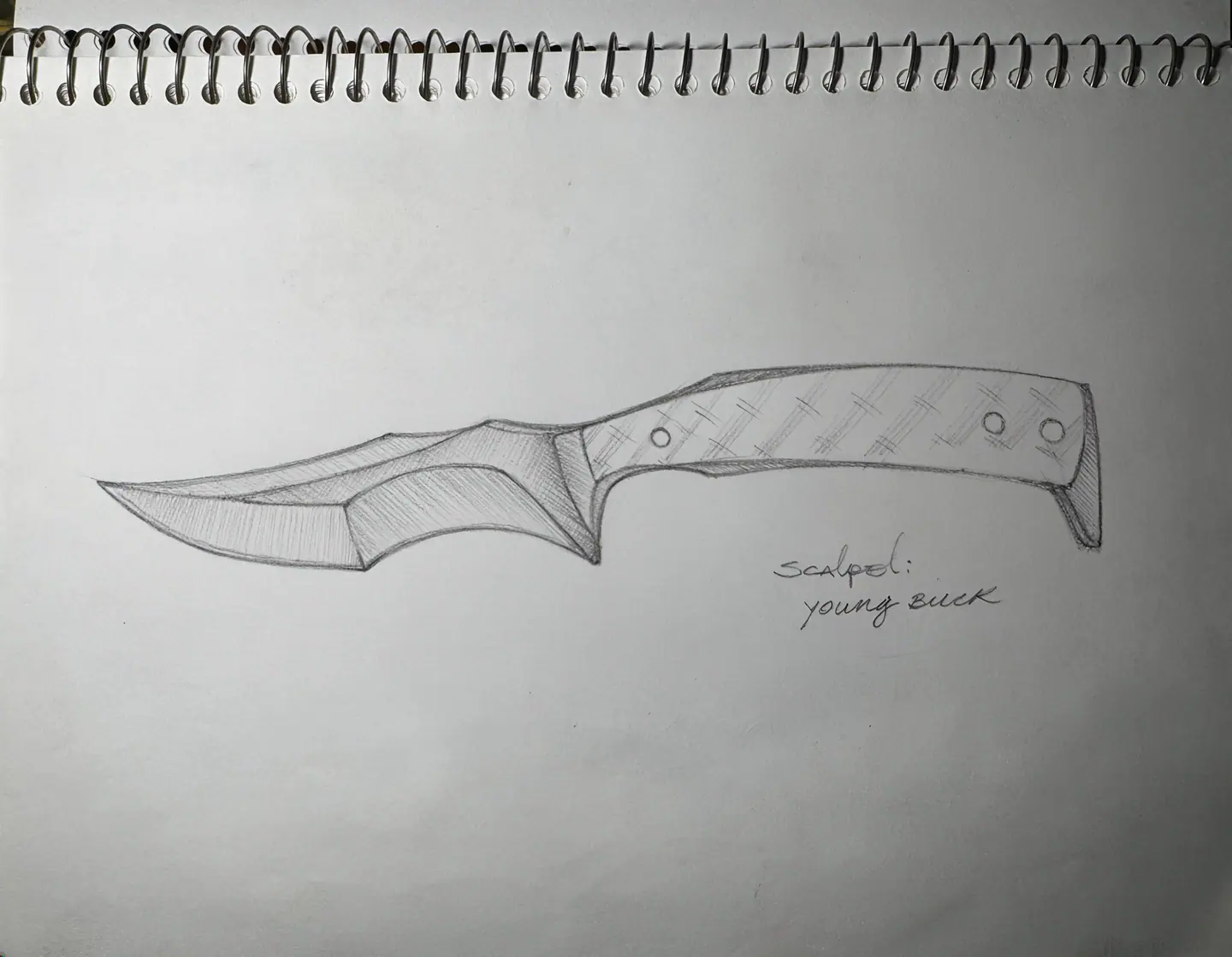 Original Scalpel Young Buck concept drawing in a notebook Original Scalpel Young Buck concept drawing in a notebook