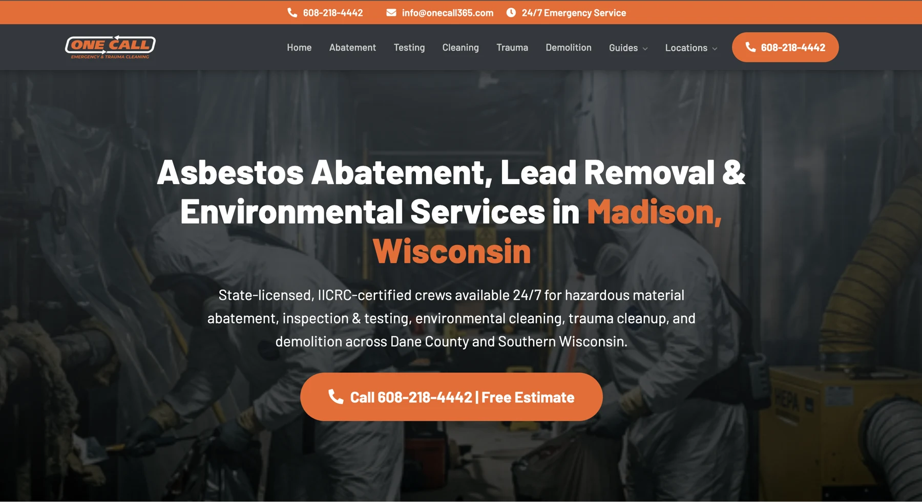 OneCall365 Local SEO Architecture website homepage