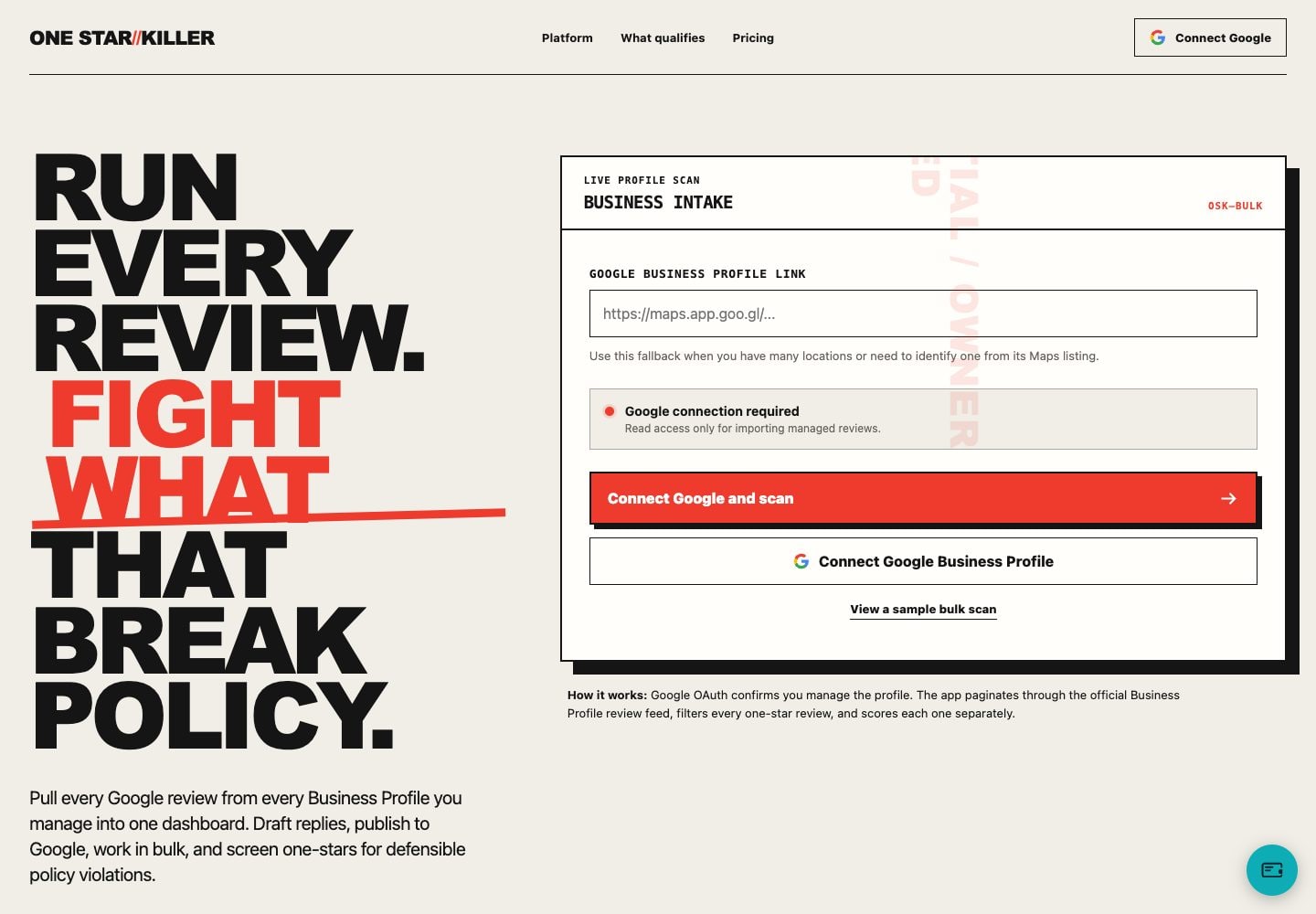One Star Killer — website and project preview