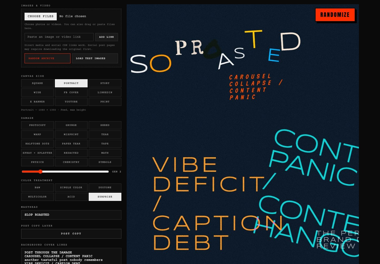 SlopRoasted — website and project preview