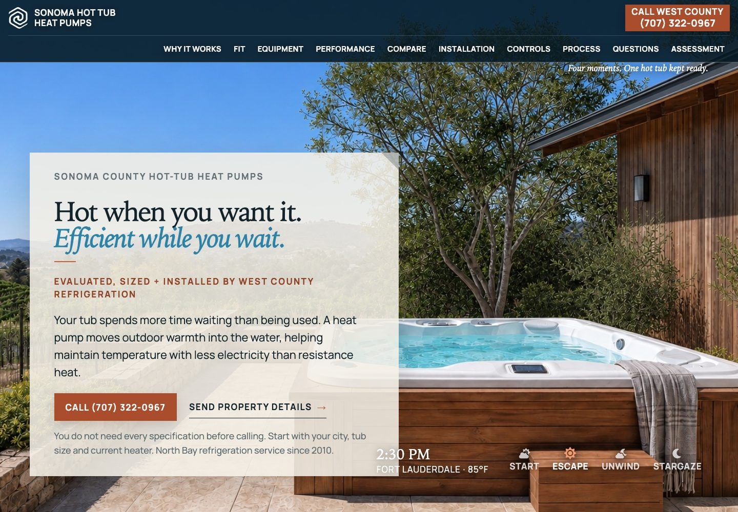 Sonoma Hot Tub Heat Pumps — website and project preview