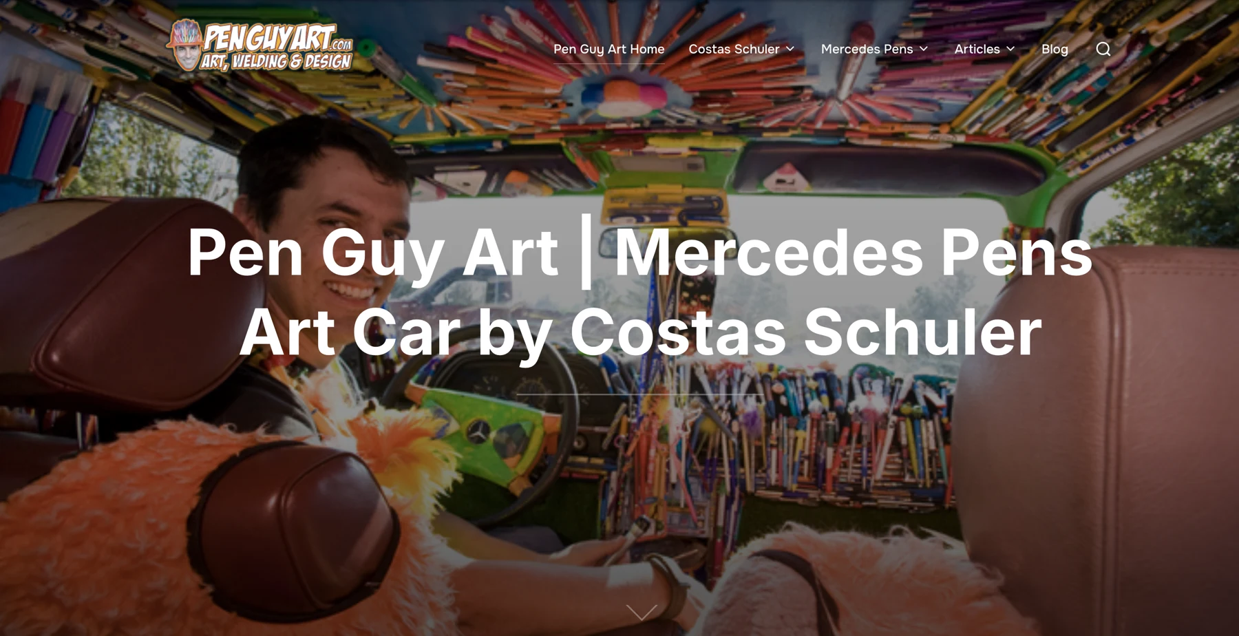 Pen Guy Art website featuring Costas Schuler and the Mercedes Pens art car