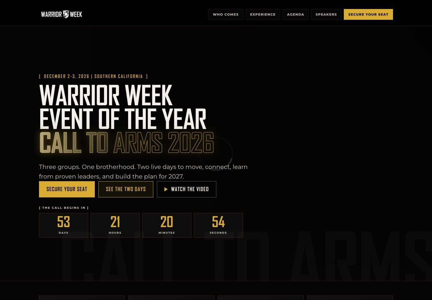 Warrior Week — Call to Arms — website and project preview
