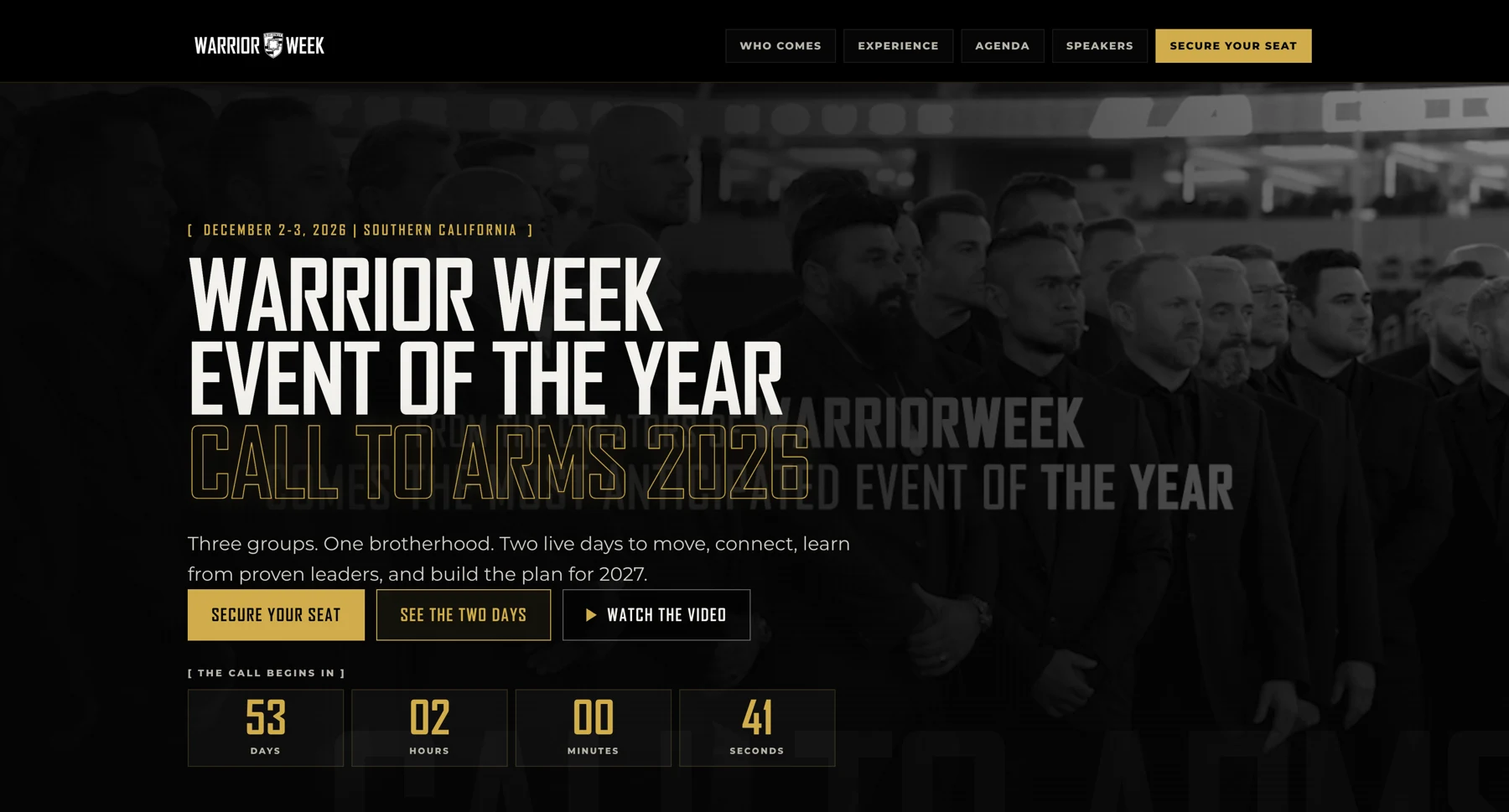 Warrior Week — Call to Arms website homepage