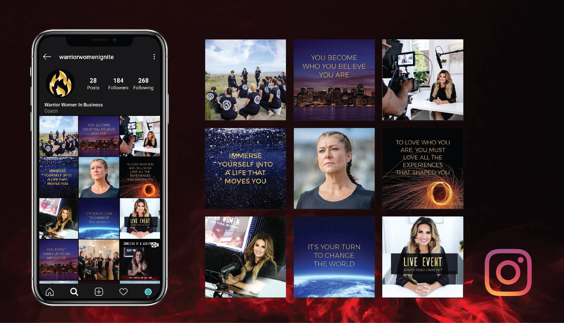 Warrior Women Ignite social media design