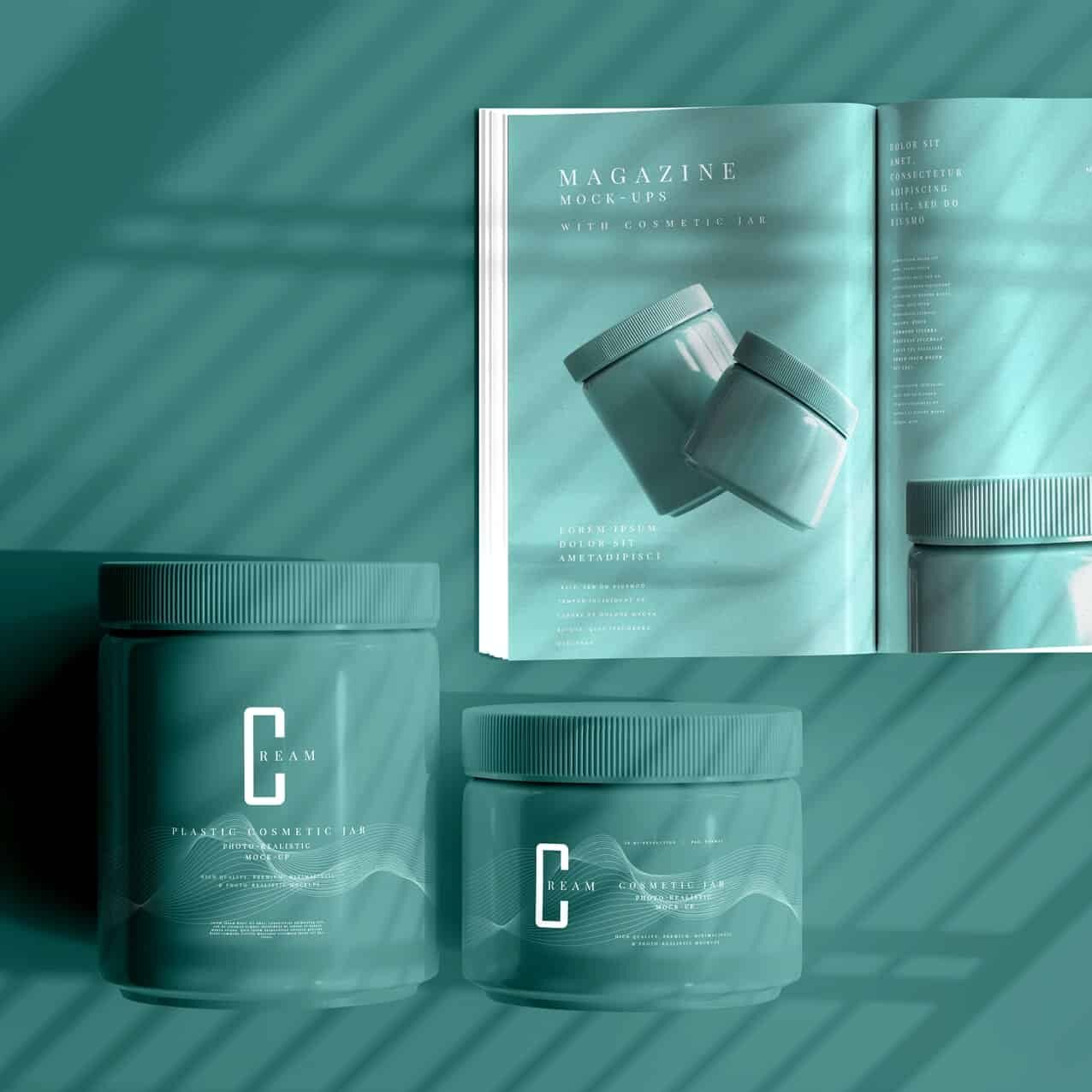 plastic cosmetic jars mockup